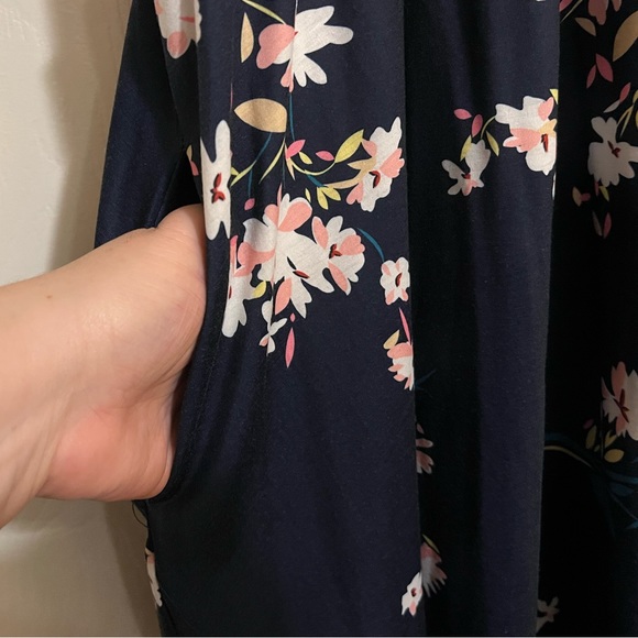 Styleworld V-Neck Navy Blue and Floral Spaghetti Strap Swing Dress - Size XXL - Picture 8 of 12